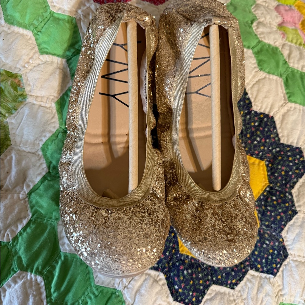 Gold Glitter Ballet Flats